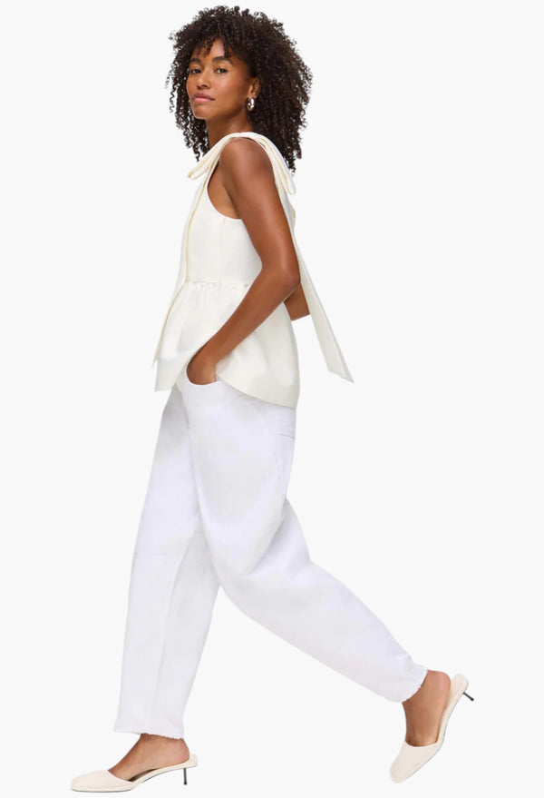 Alina Bow Peplum Satin Top