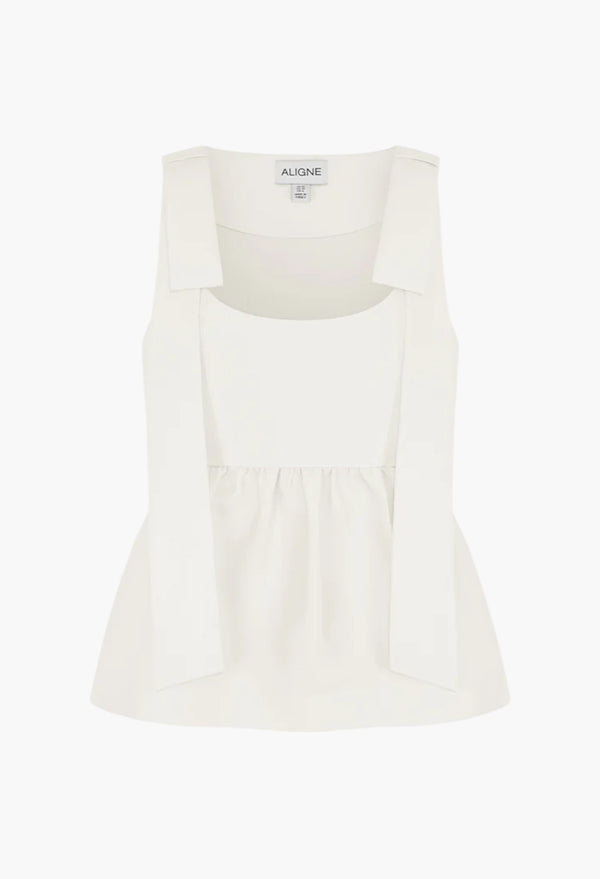Alina Bow Peplum Satin Top