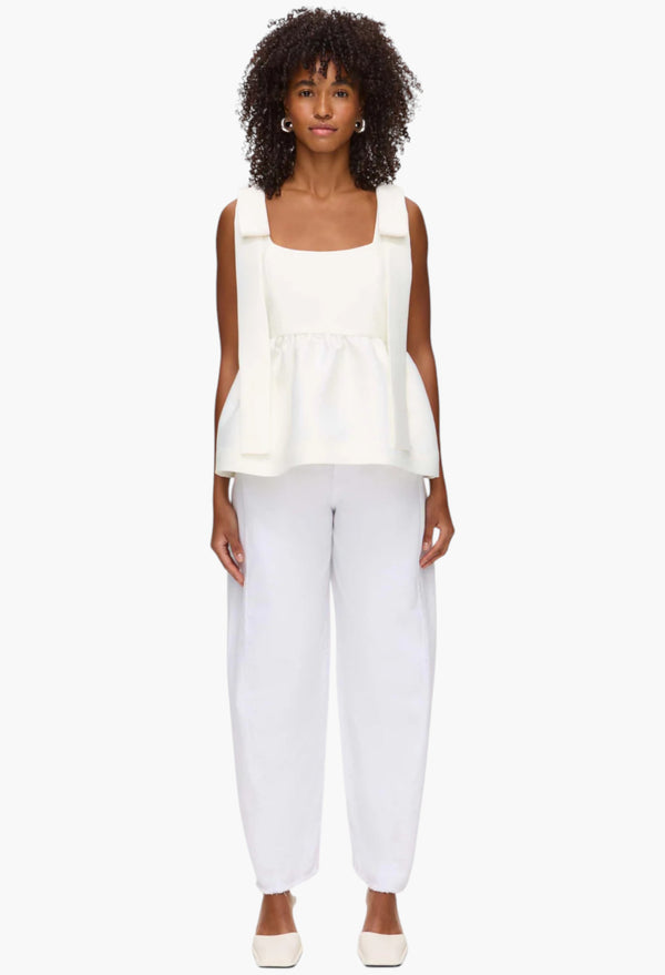 Alina Bow Peplum Satin Top