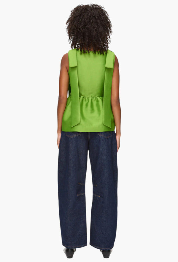 Alina Bow Peplum Satin Top