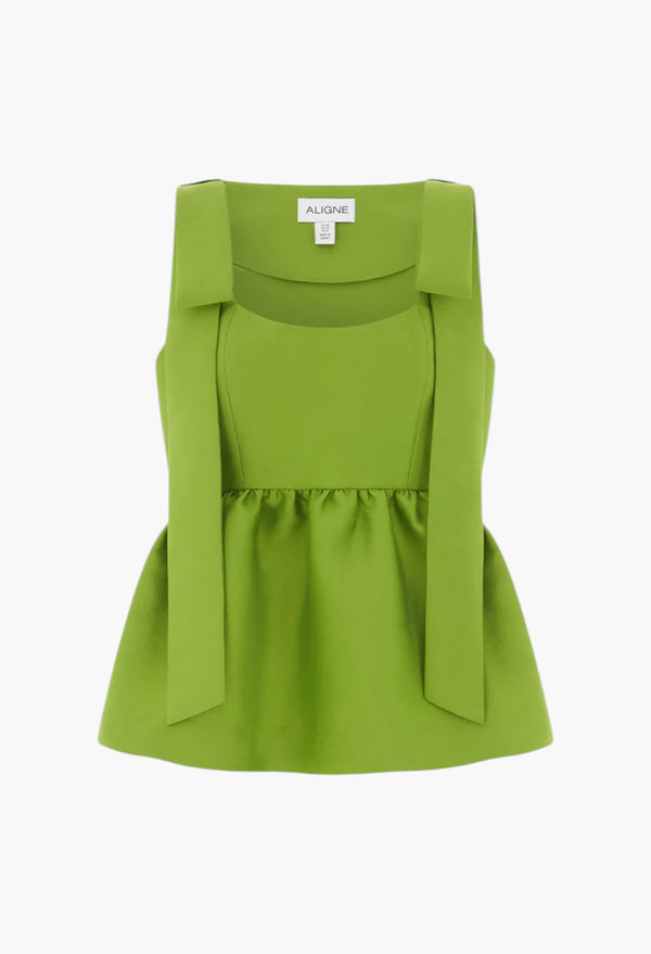 Alina Bow Peplum Satin Top