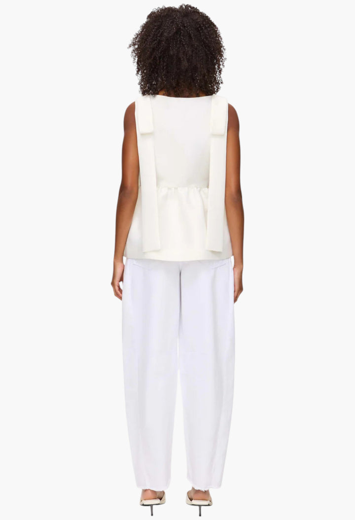 Alina Bow Peplum Satin Top - GLAM MODA