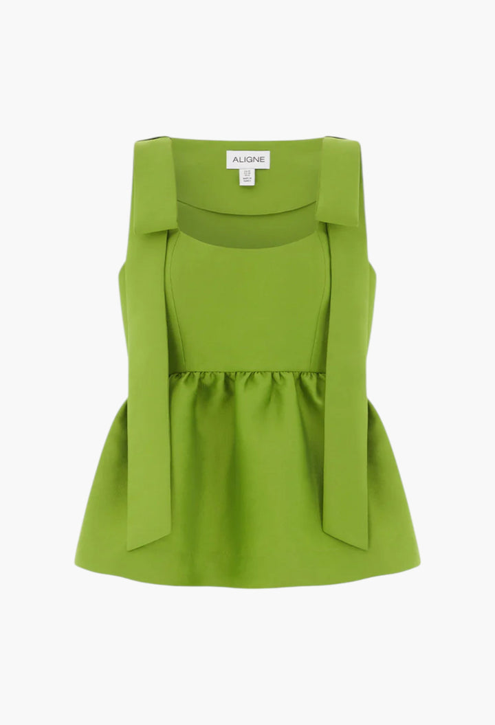 Alina Bow Peplum Satin Top - GLAM MODA