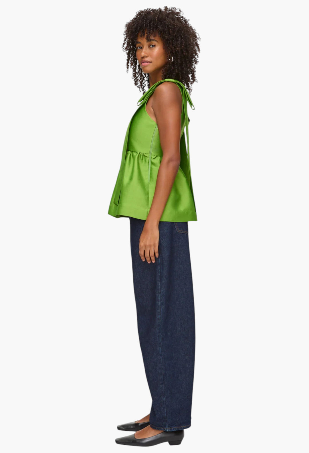 Alina Bow Peplum Satin Top - GLAM MODA