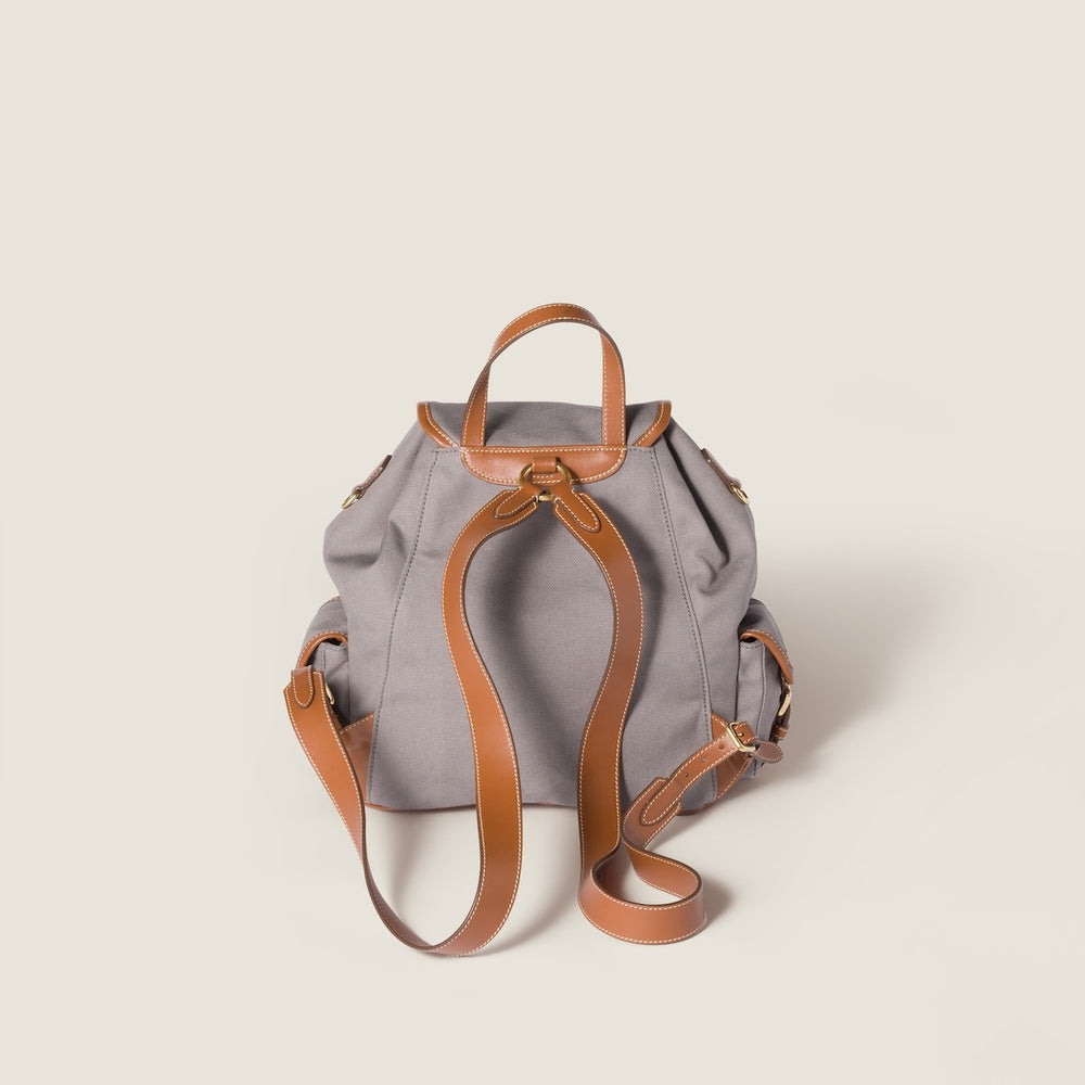 Aluminum/Brandy - Canvas And Leather Backpack - GLAM MODA