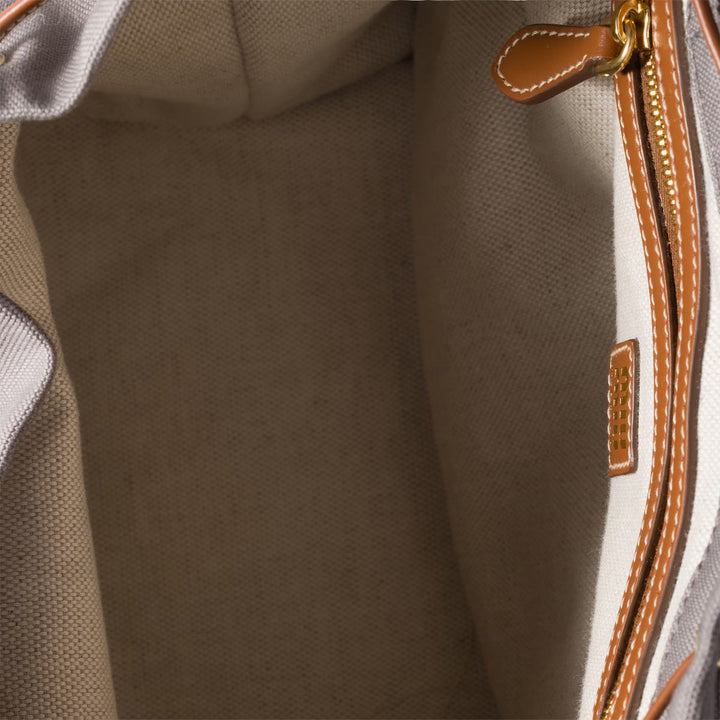 Aluminum/Brandy - Canvas And Leather Backpack - GLAM MODA