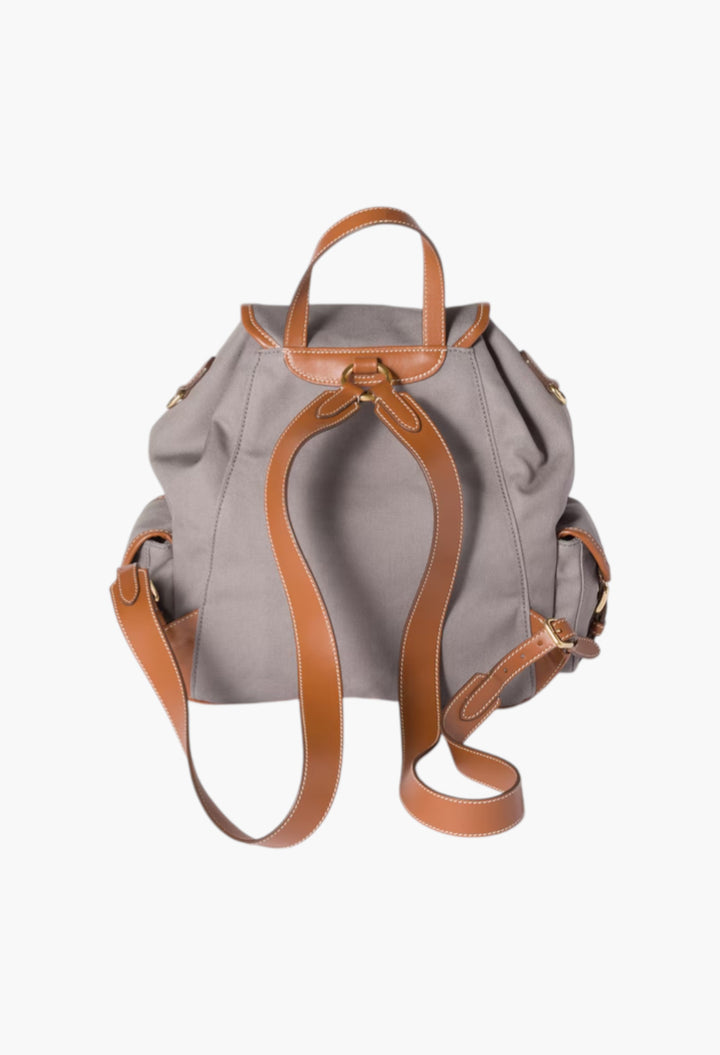 Aluminum/Brandy - Canvas And Leather Backpack - GLAM MODA