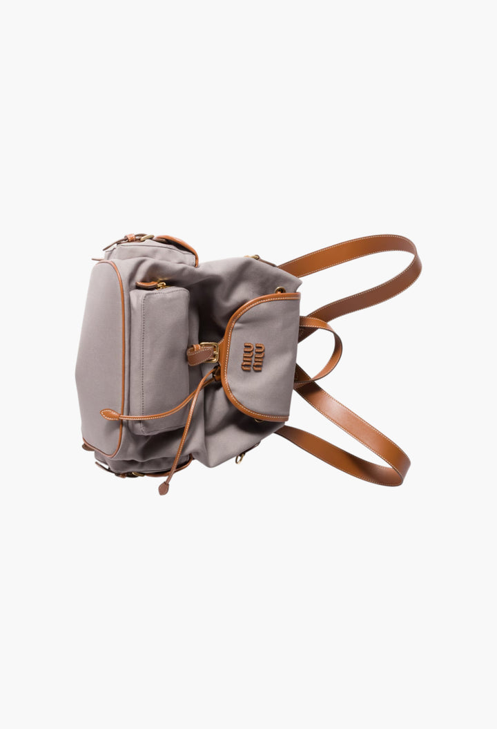 Aluminum/Brandy - Canvas And Leather Backpack - GLAM MODA