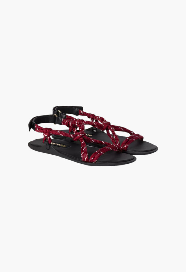 Amaranth Red/Maize Yellow - Riviere Cord And Leather Sandals - GLAM MODA