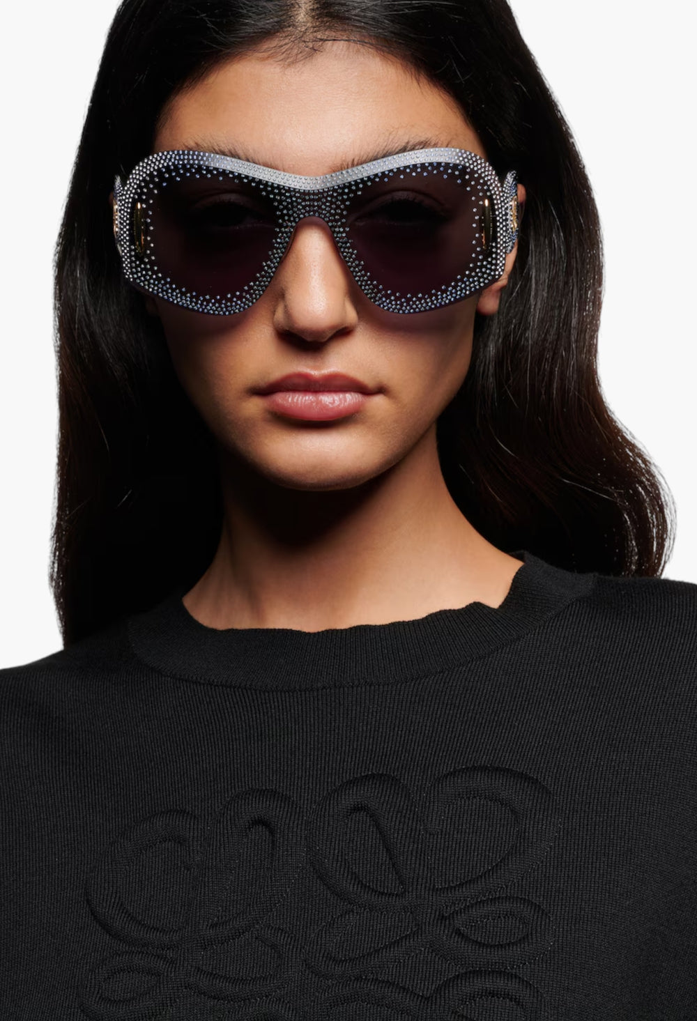 Anagram Embellished Mask Sunglasses - GLAM MODA