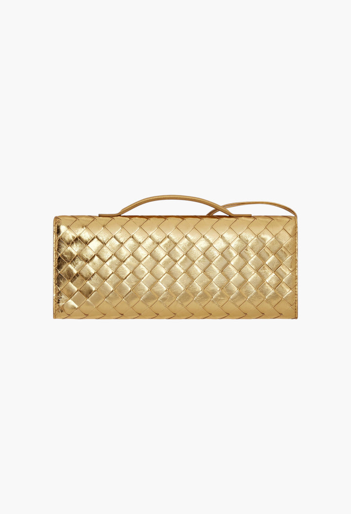 Andiamo Clutch in Intrecciato Mirror Leather - GLAM MODA