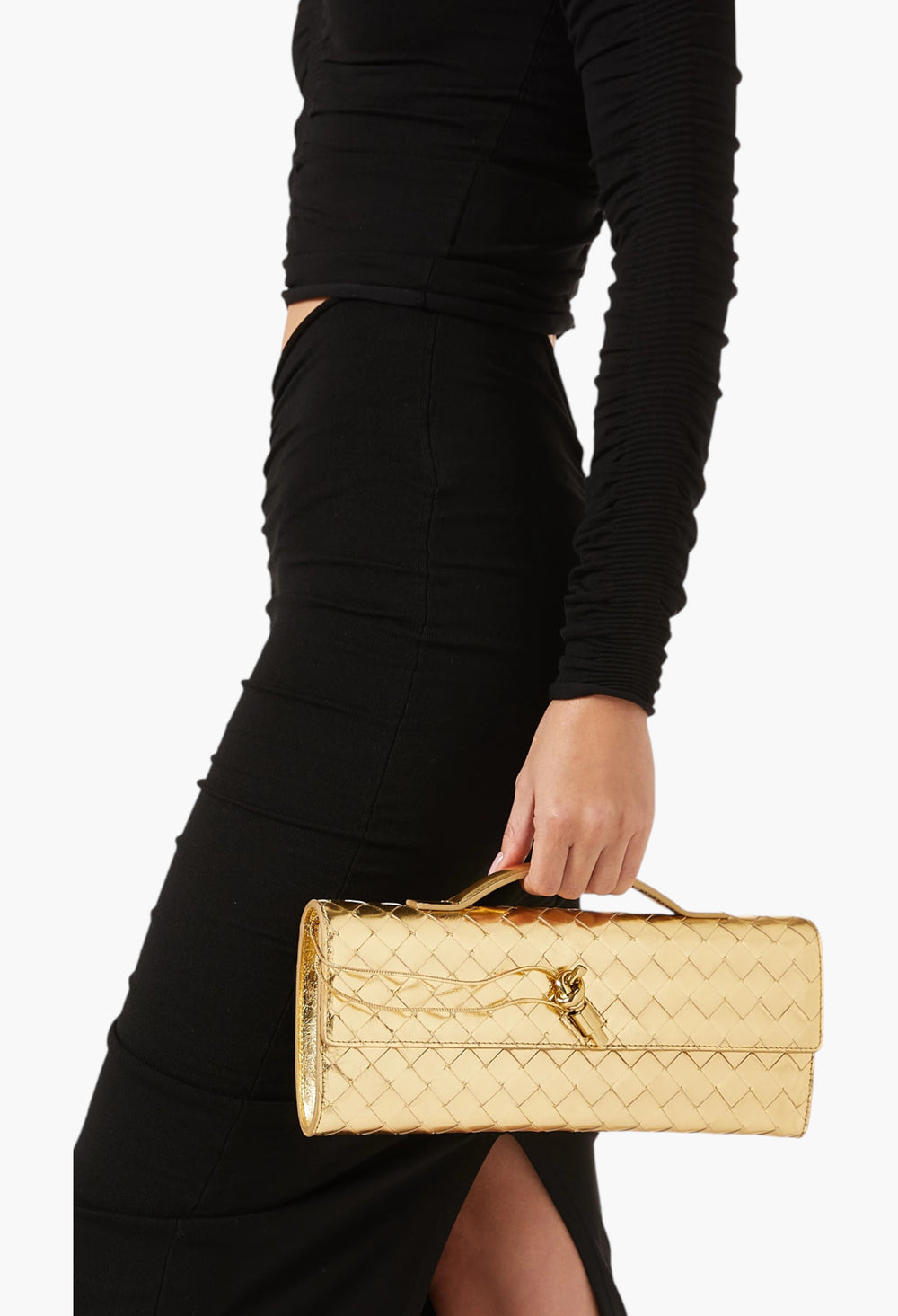 Andiamo Clutch in Intrecciato Mirror Leather - GLAM MODA
