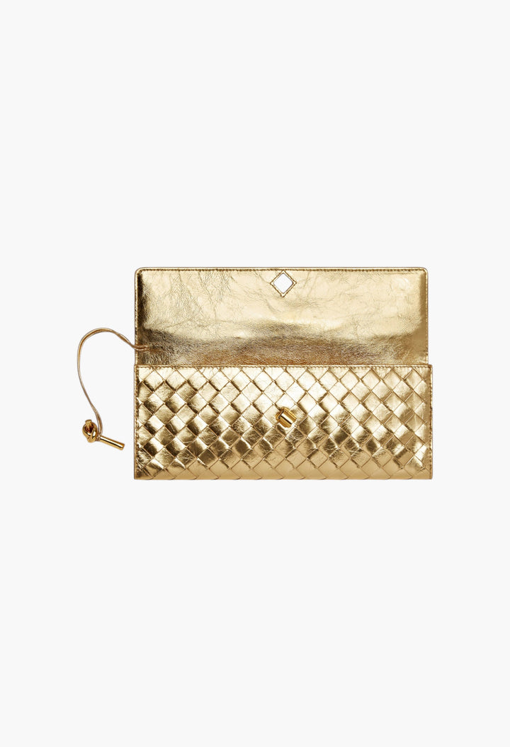 Andiamo Clutch in Intrecciato Mirror Leather - GLAM MODA