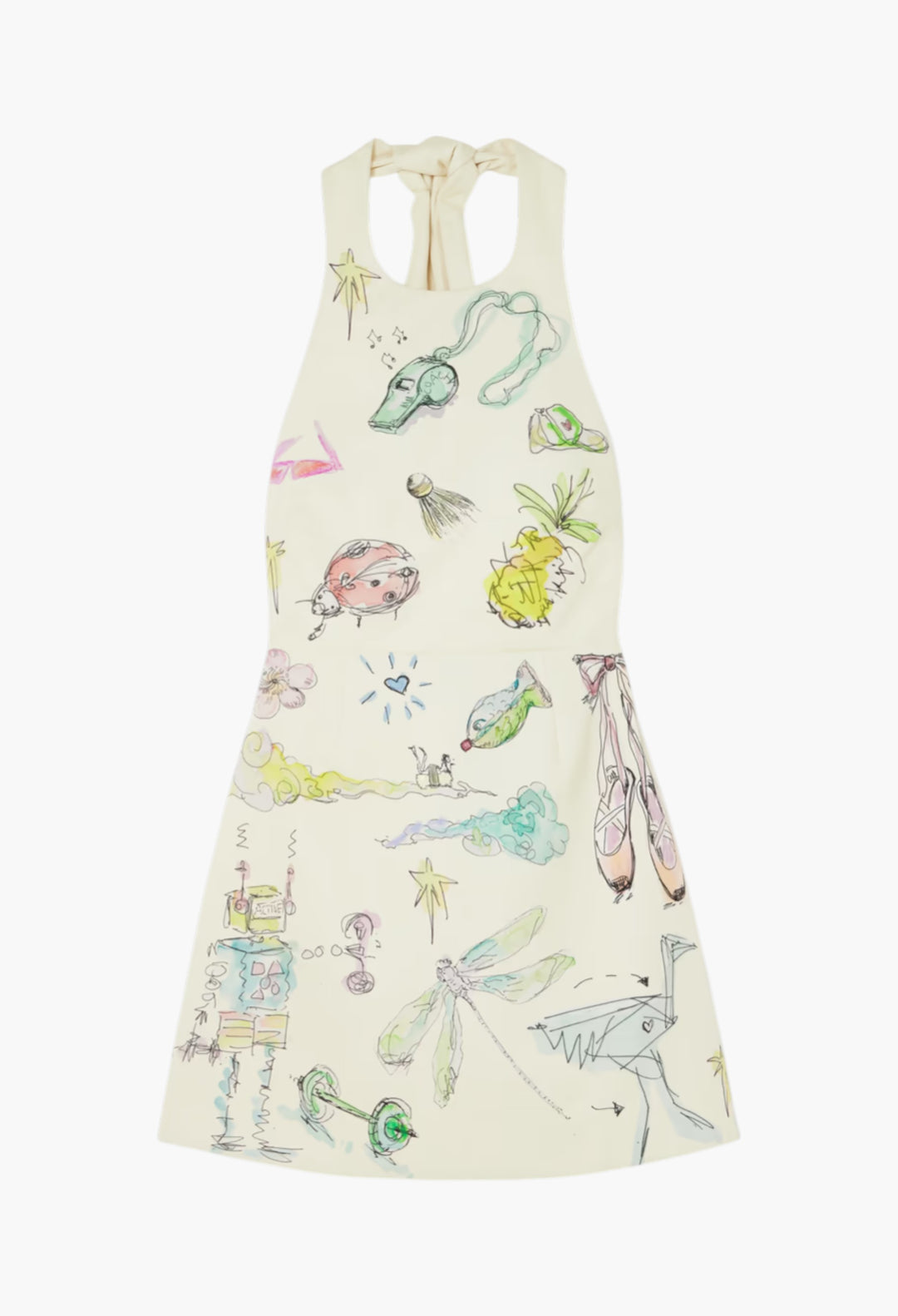 Anouk Colantoni Court Organic Cotton-Twill Halterneck Mini Dress - GLAM MODA