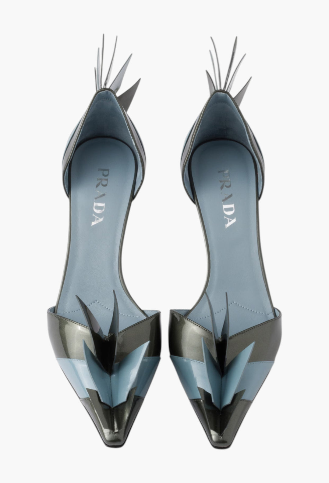 Anthracite/Astral - Two-tone patent leather D'Orsay pumps - GLAM MODA