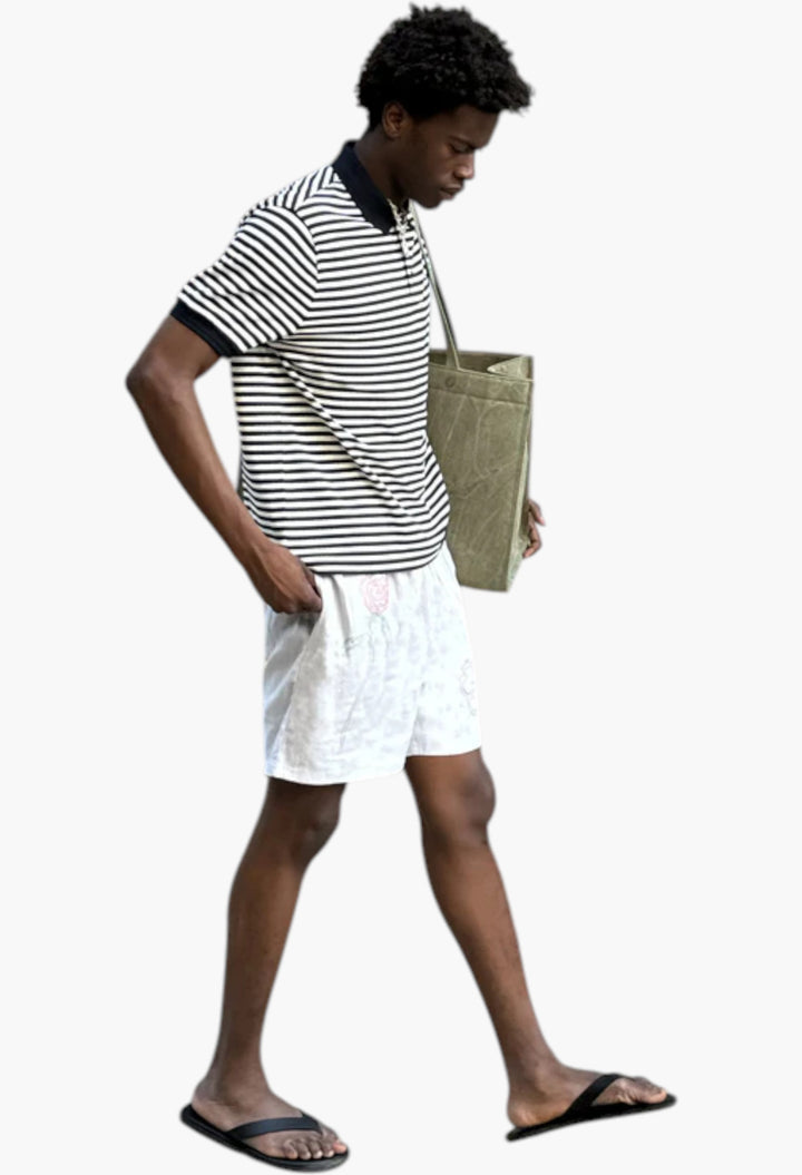 Apple Crew Stripes Polo Black - GLAM MODA