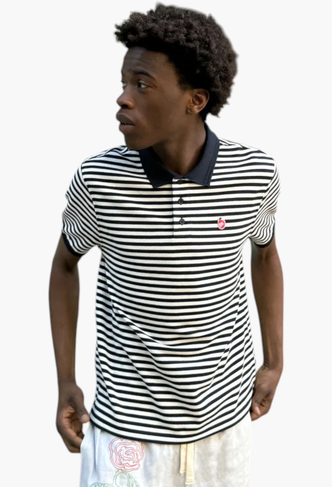 Apple Crew Stripes Polo Black - GLAM MODA