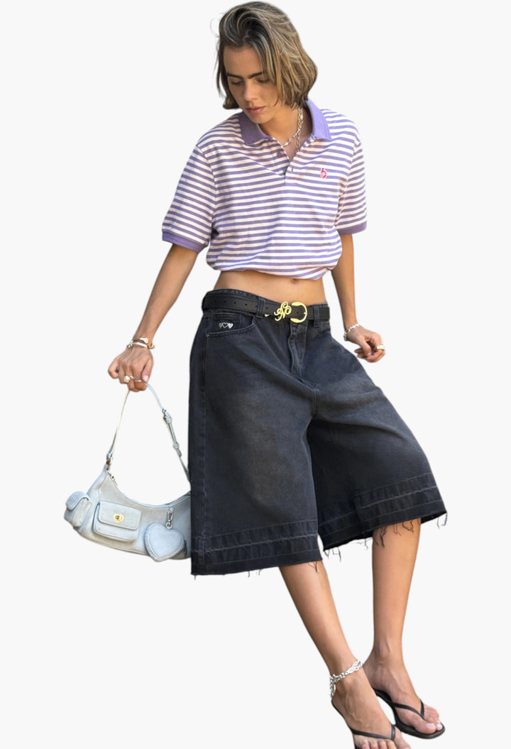 Apple Crew Stripes Polo Purple - GLAM MODA