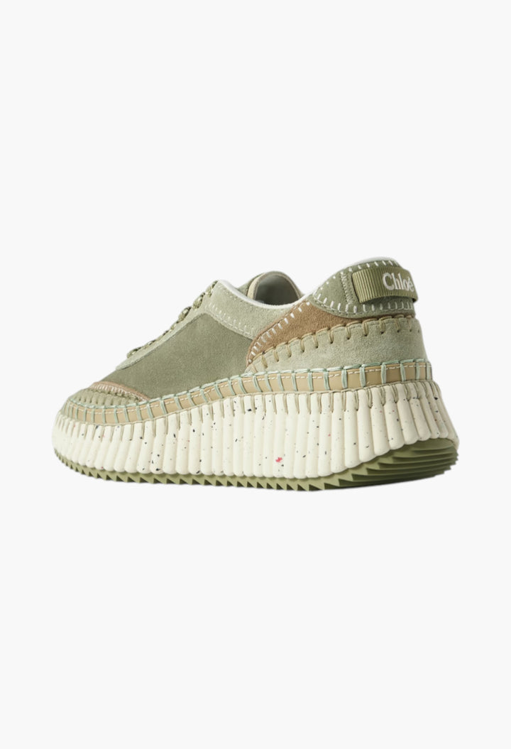 Army Green - Nama Embroidered Suede Sneakers - GLAM MODA