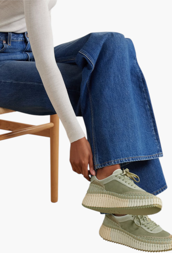 Army Green - Nama Embroidered Suede Sneakers