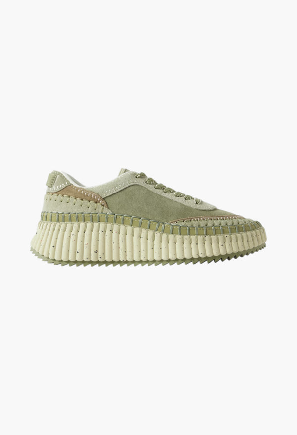 Army Green - Nama Embroidered Suede Sneakers