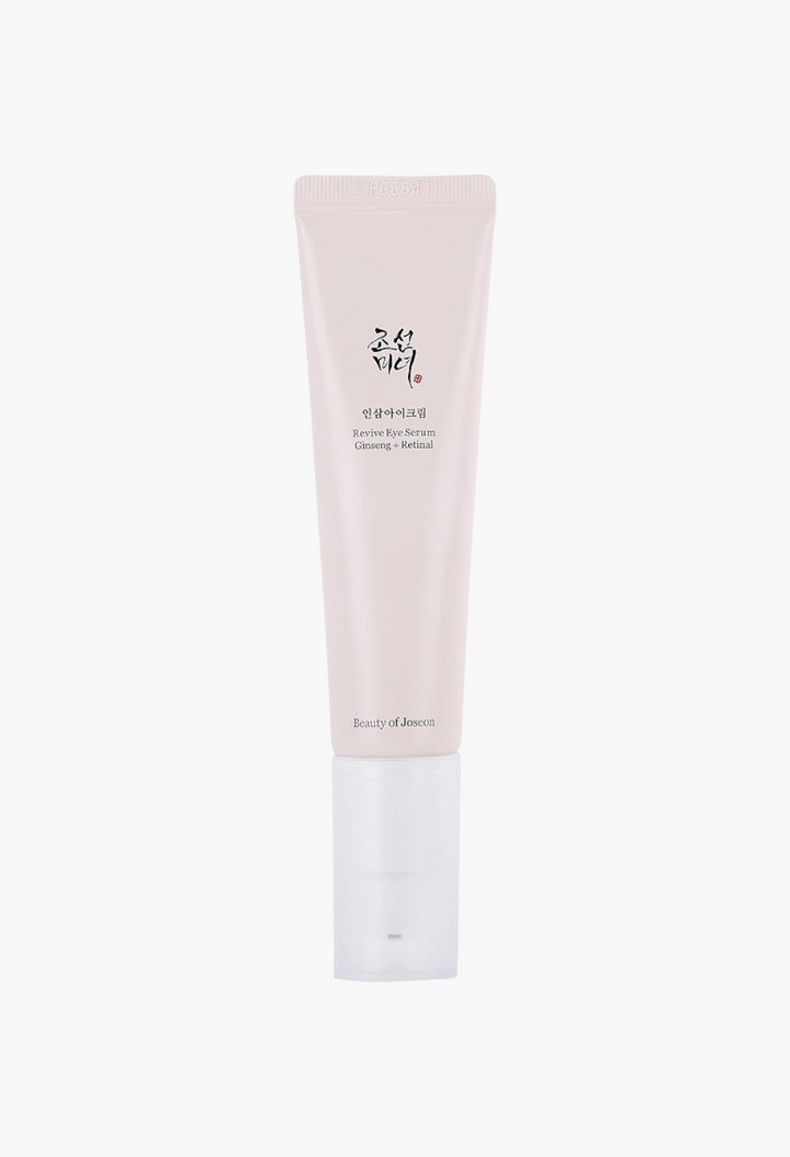GLAM MODA Beauty of Joseon Revive Eye Serum with ginseng and retinal in a pale pink squeeze tube