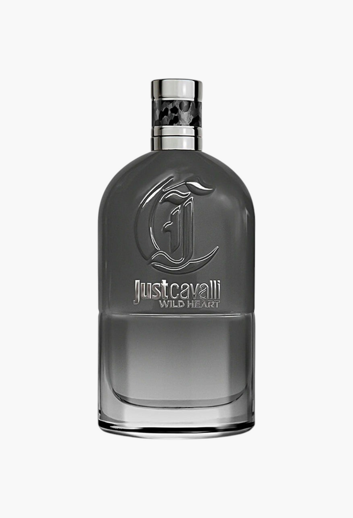 GLAM MODA Just Cavalli Wild Heart Eau de Toilette 90ml glass perfume bottle with silver cap and embossed logo