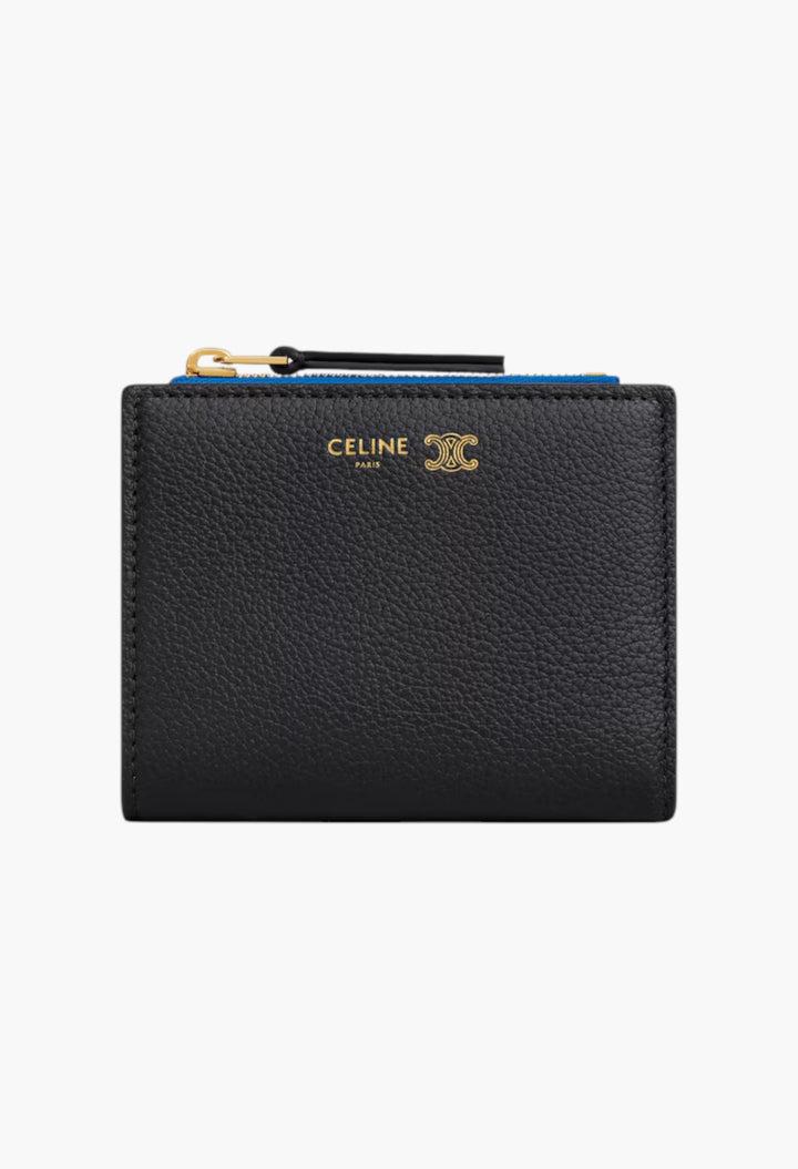 Compact Wallet In Supple Grained Calfskin - GLAM MODA