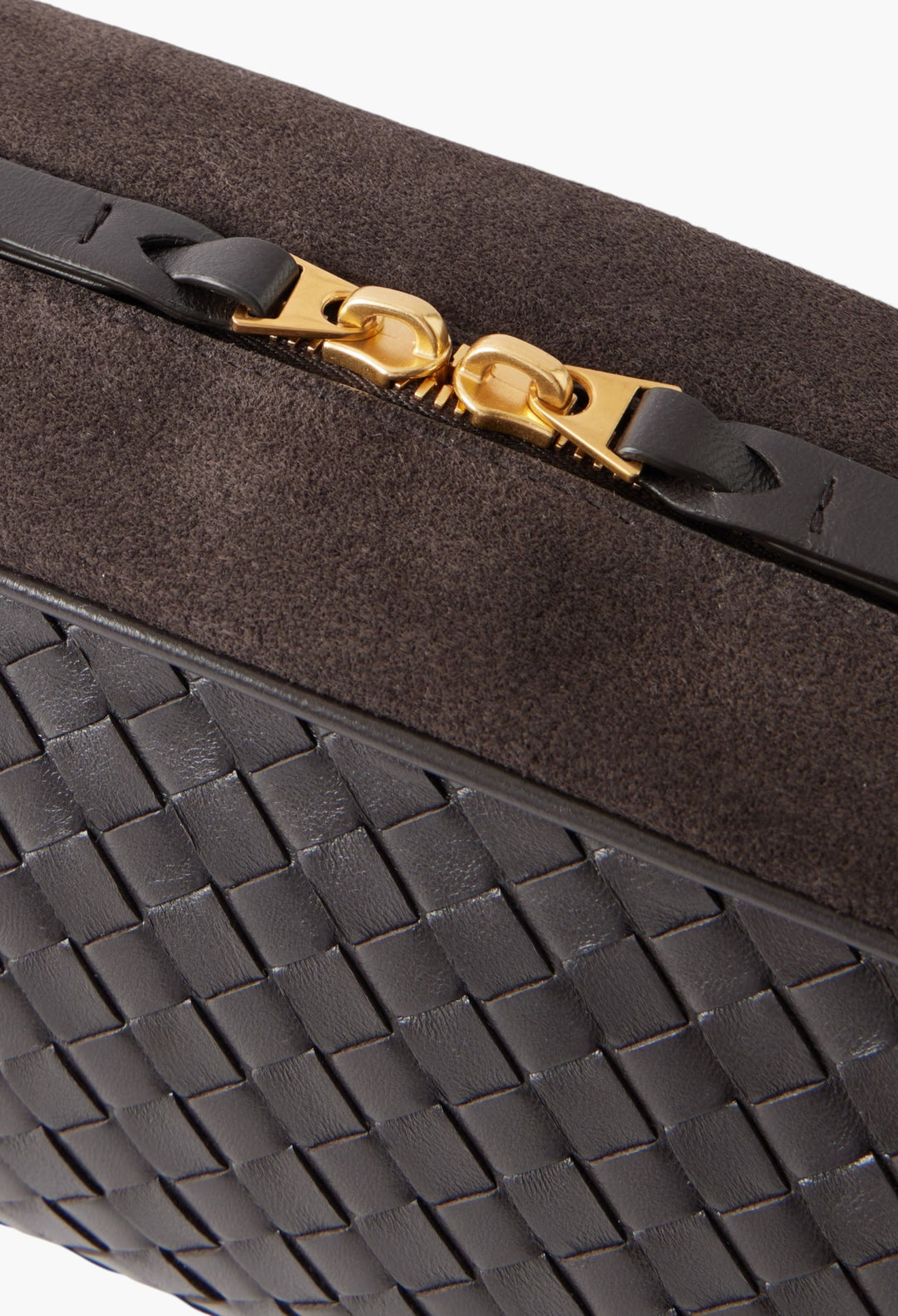 Nodo Small Intrecciato Suede-Trimmed Leather Clutch - GLAM MODA