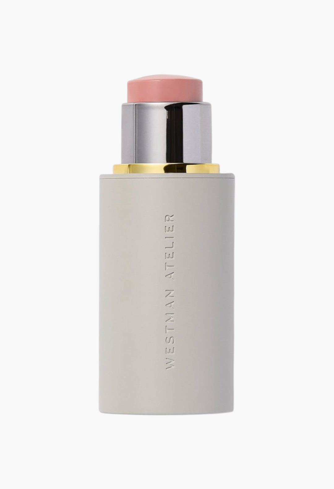 GLAM MODA Baby Cheeks Blush Stick in a soft pink shade with a sleek grey twist-up applicator tube.