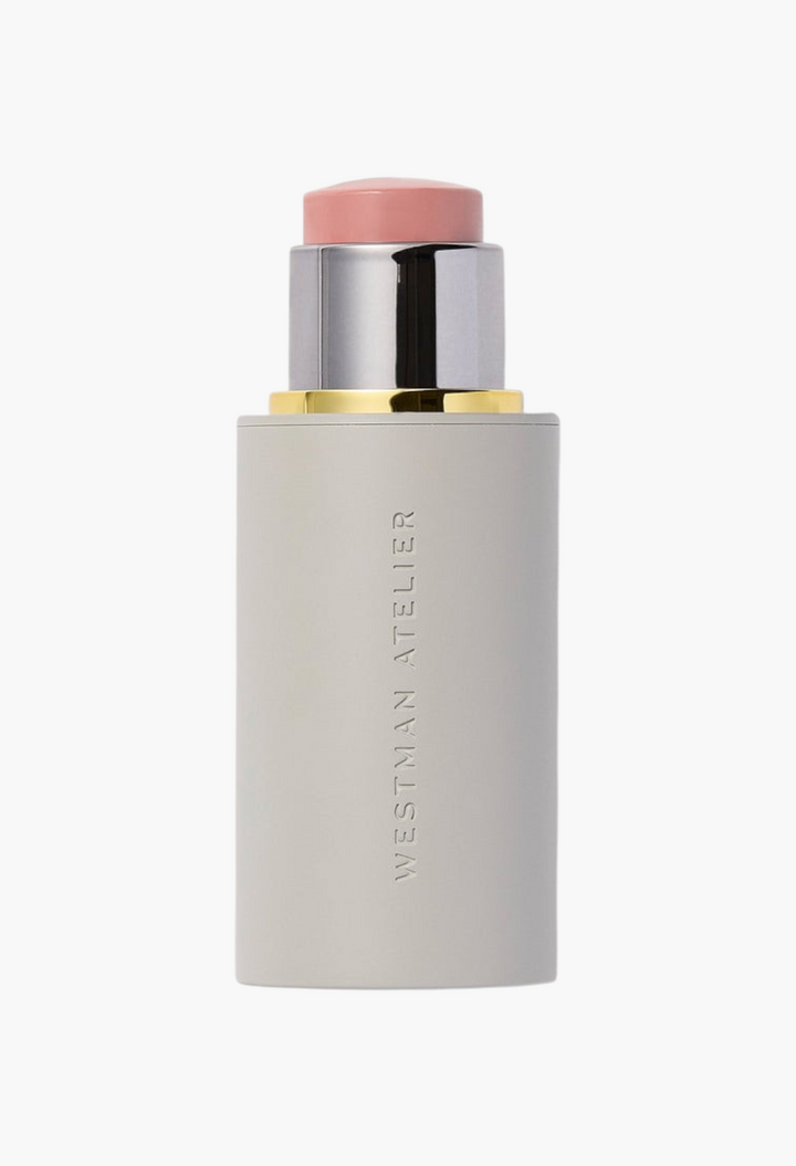 GLAM MODA Baby Cheeks Blush Stick in a soft pink shade with a sleek grey twist-up applicator tube.