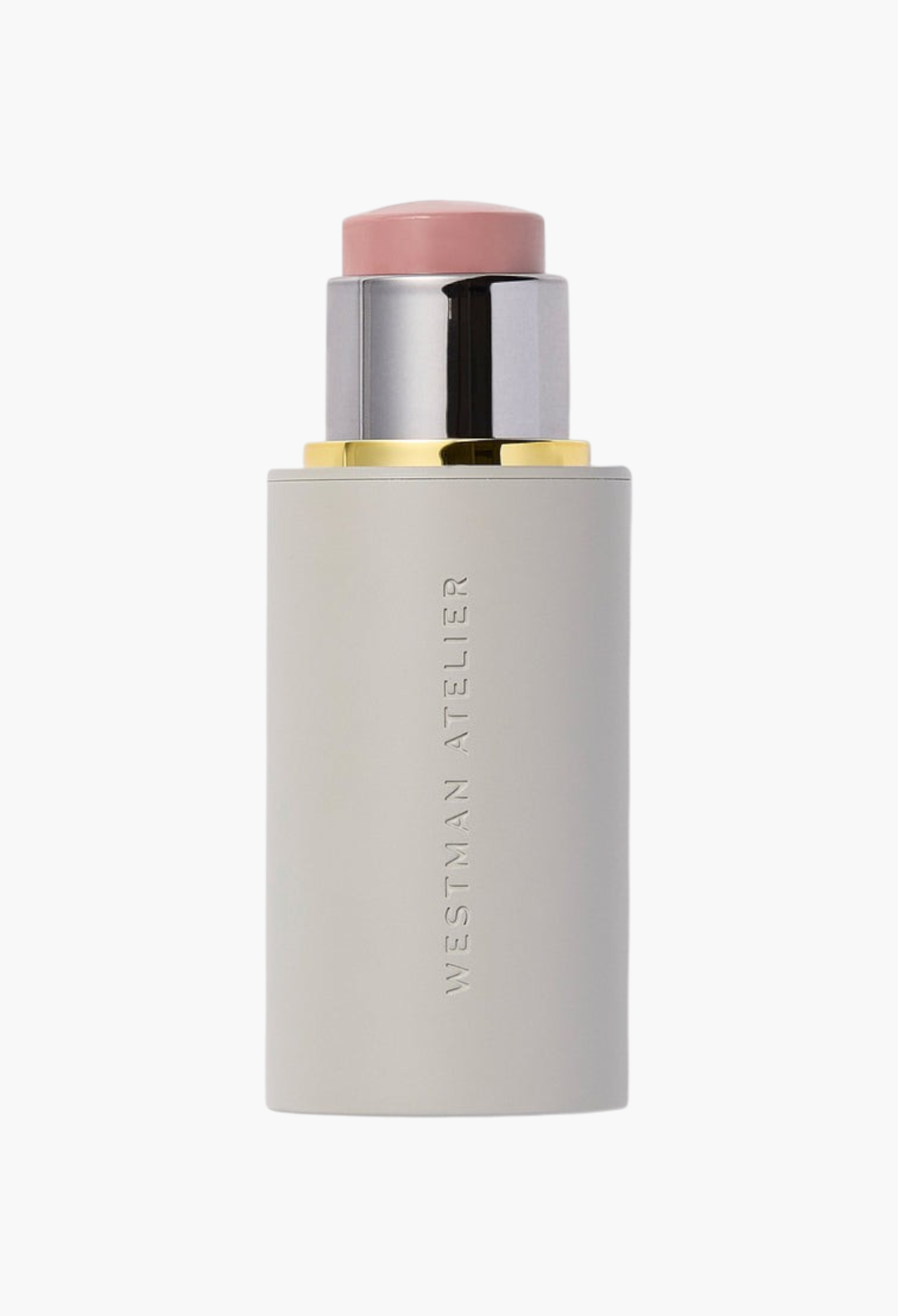 GLAM MODA Baby Cheeks Blush Stick in a soft pink shade with a sleek grey twist-up applicator tube.