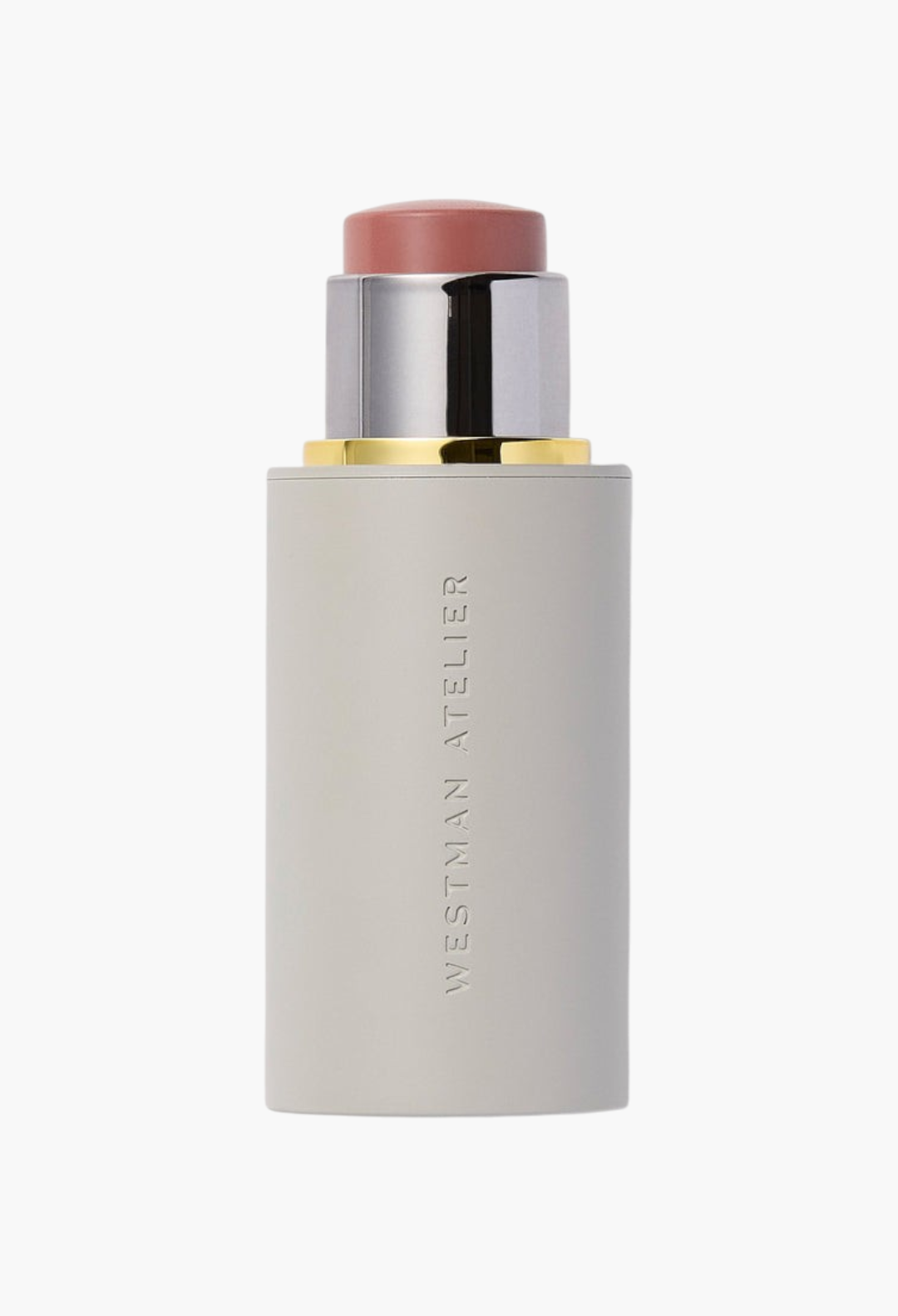 GLAM MODA Baby Cheeks Blush Stick in a creamy rose shade with a sleek grey twist-up applicator tube