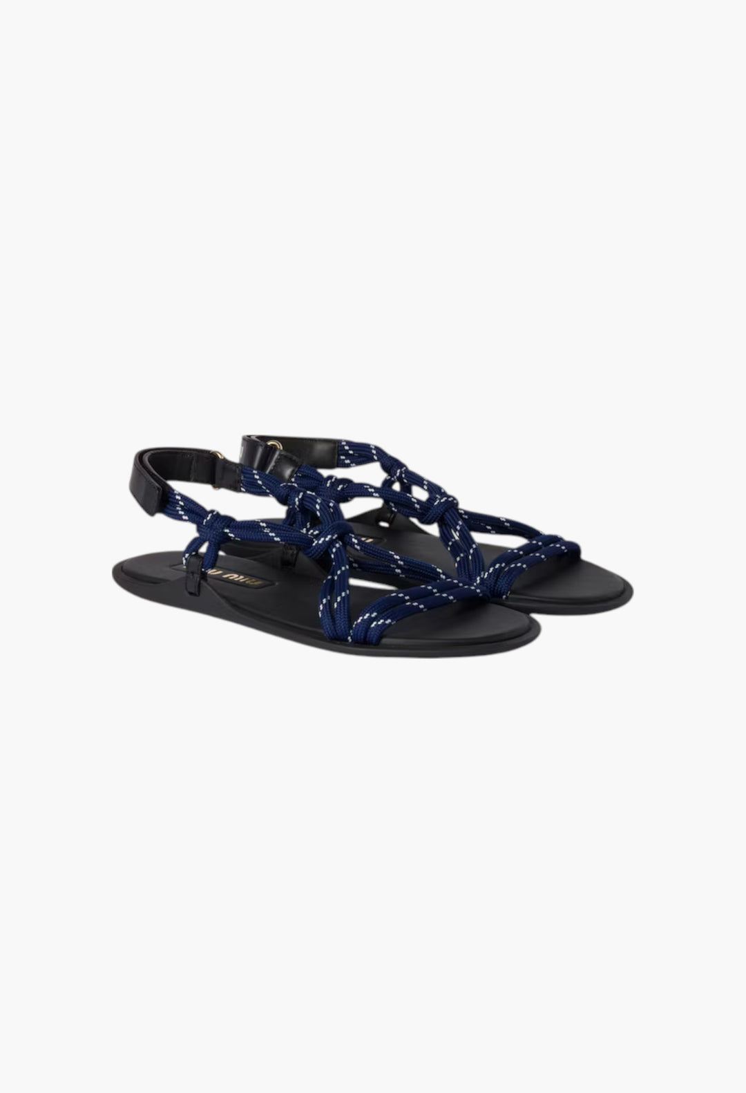 Baltic Blue - Riviere Cord And Leather Sandals - GLAM MODA