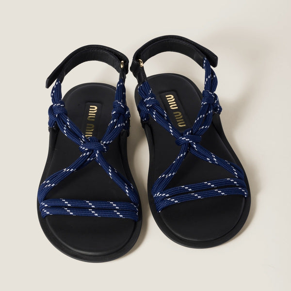 Baltic Blue - Riviere Cord And Leather Sandals