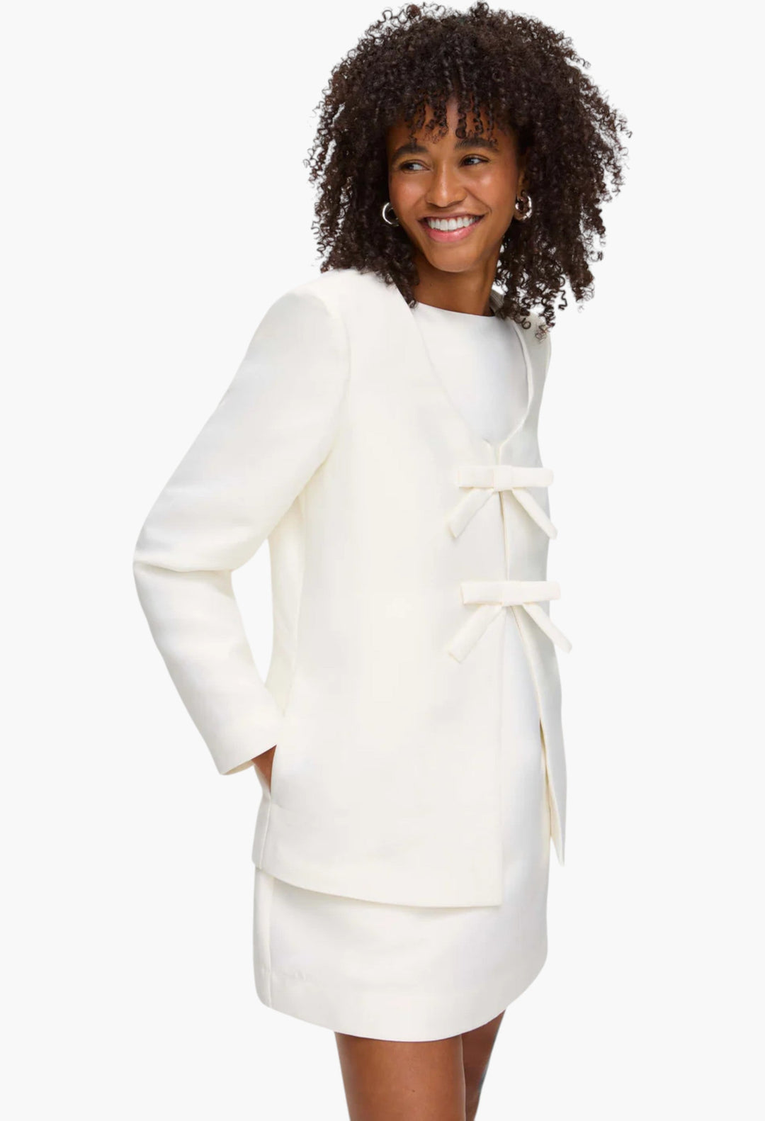 Beau Bow Satin Blazer - GLAM MODA