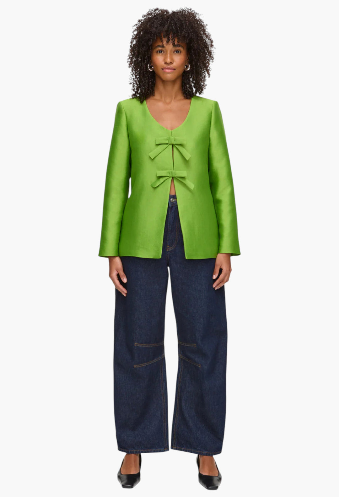 Beau Bow Satin Blazer - GLAM MODA