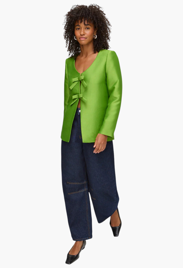 Beau Bow Satin Blazer - GLAM MODA