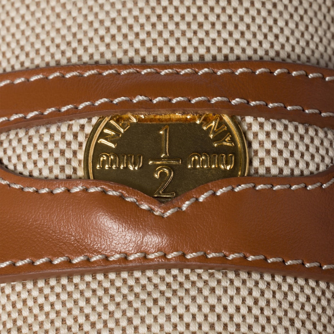 Beige/Brandy - Canvas And Leather Mules - GLAM MODA