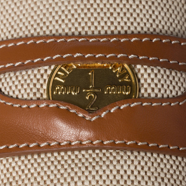 Beige/Brandy - Canvas And Leather Mules