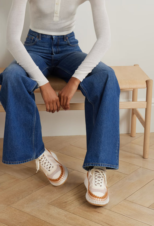 Beige - Nama Embroidered Suede And Recycled-Mesh Sneakers