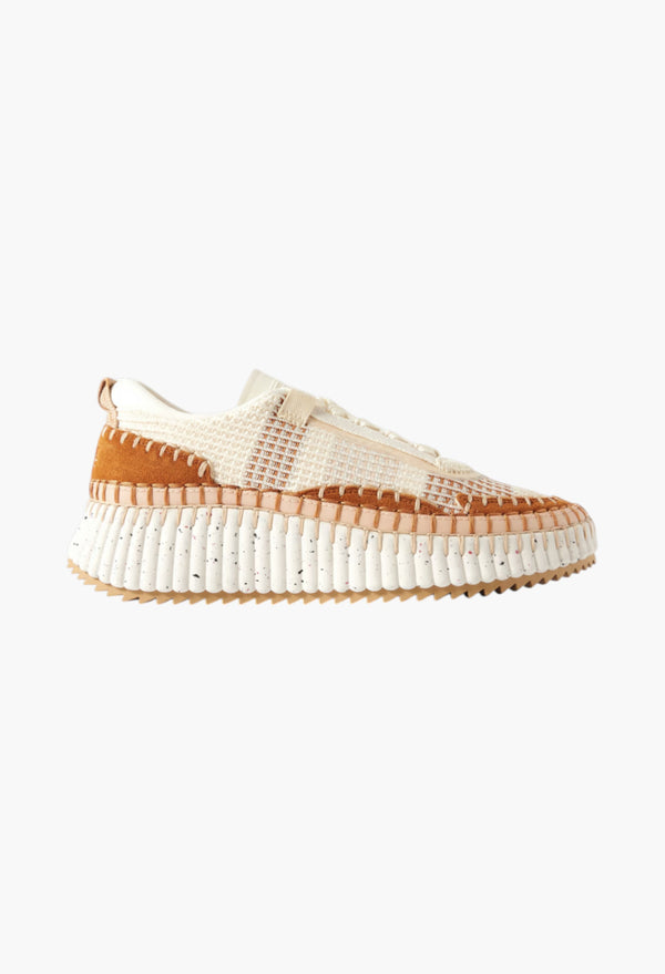 Beige - Nama Embroidered Suede And Recycled-Mesh Sneakers