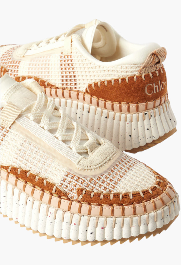 Beige - Nama Embroidered Suede And Recycled-Mesh Sneakers - GLAM MODA