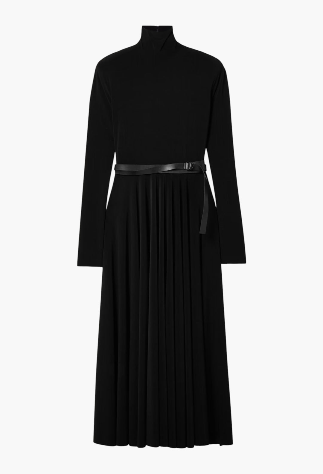 Belted Stretch-Jersey Turtleneck Midi Dress Women's Elegant Knitwear GLAM MODA Belted Stretch-Jersey Turtleneck Midi Dress Women's Elegant Knitwear GLAM MODA