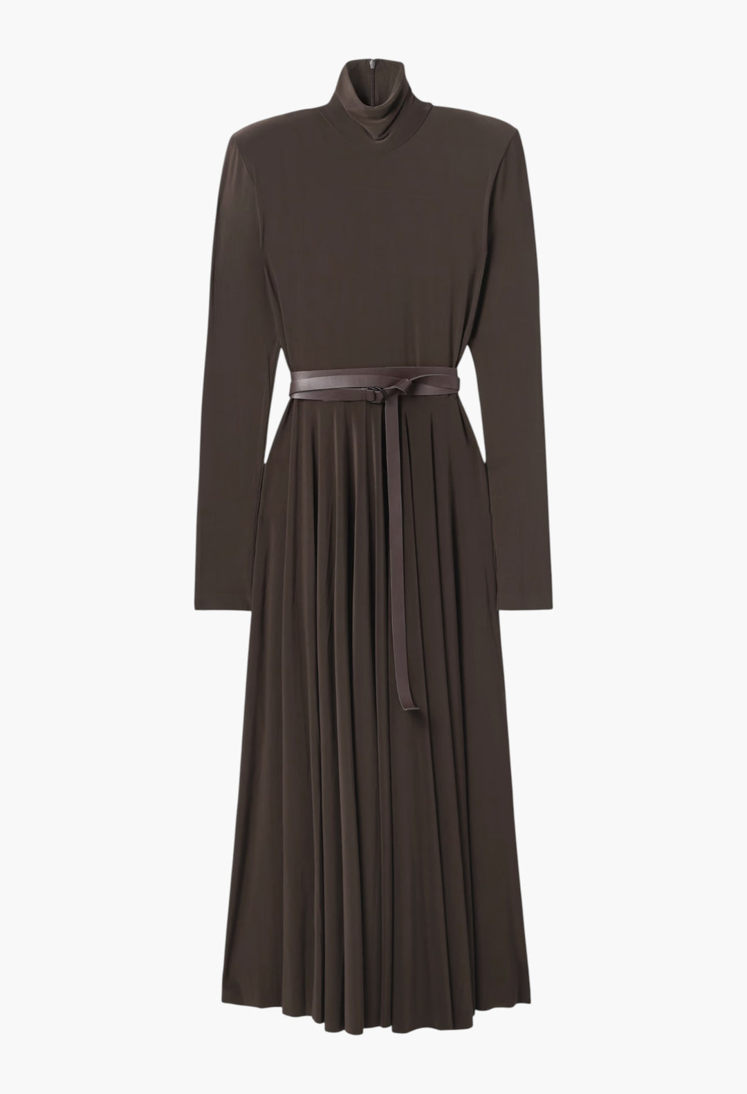 Belted Stretch-Jersey Turtleneck Midi Dress - GLAM MODA