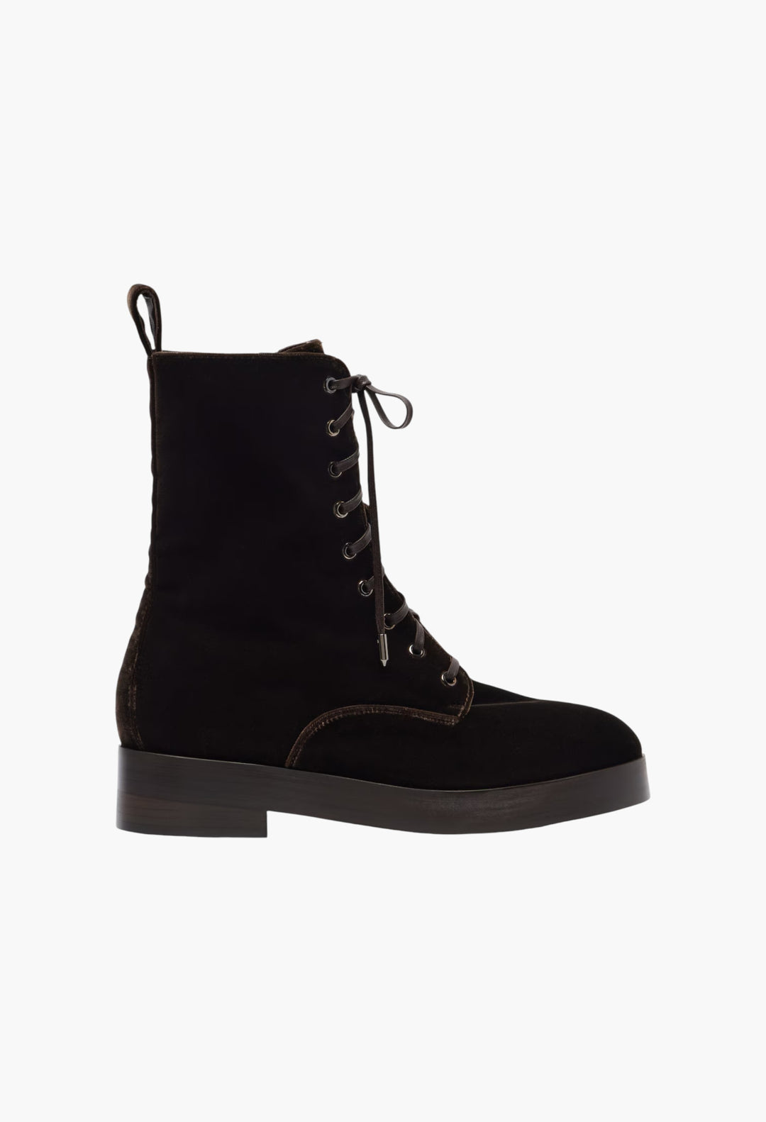 Ben 20 Leather-Trimmed Velvet Combat Boots - GLAM MODA
