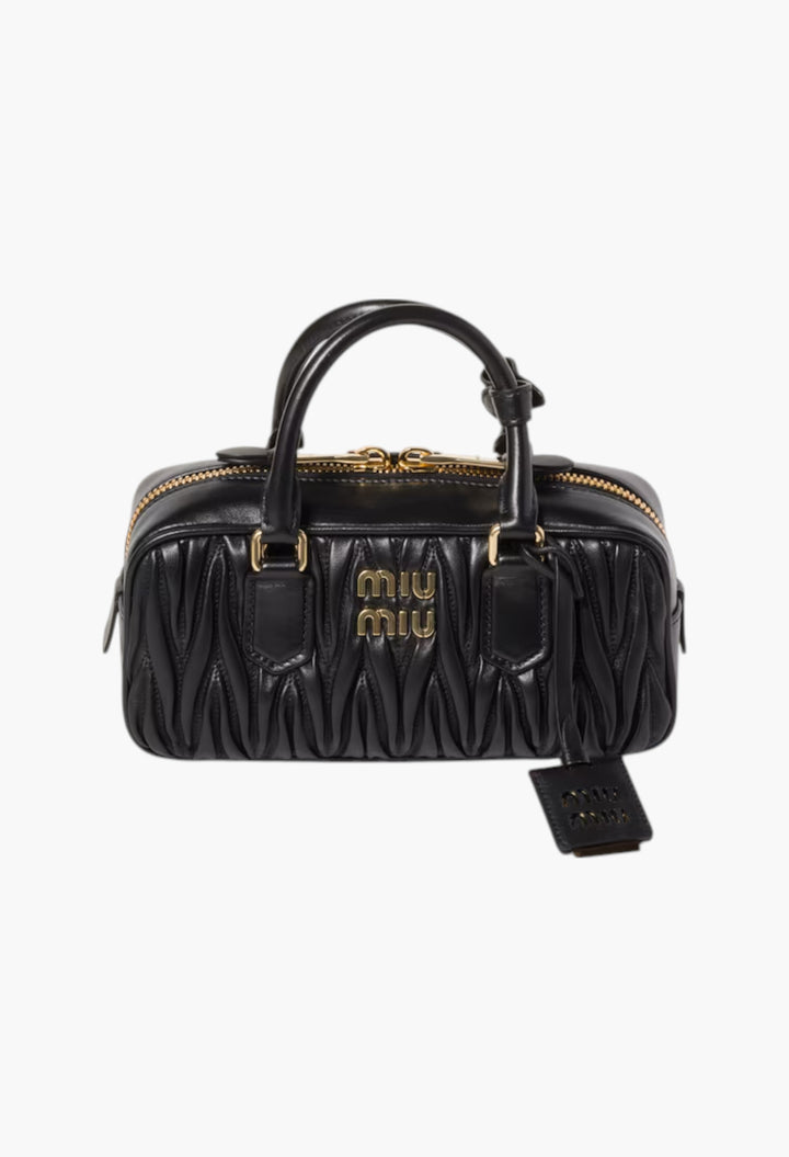Black - Arcadie Matelassé Nappa Leather Bag - GLAM MODA