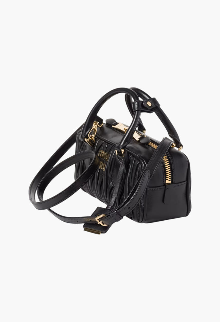 Black - Arcadie Matelassé Nappa Leather Bag - GLAM MODA