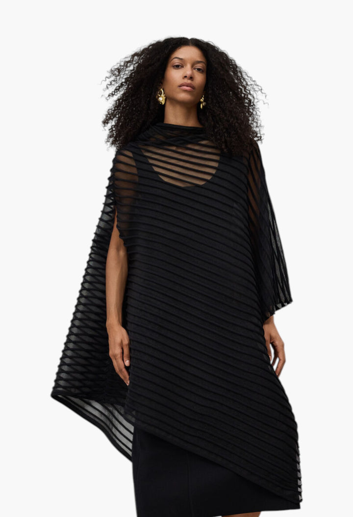 Black - Asymmetrical Semi-Transparent Cape Woman - GLAM MODA