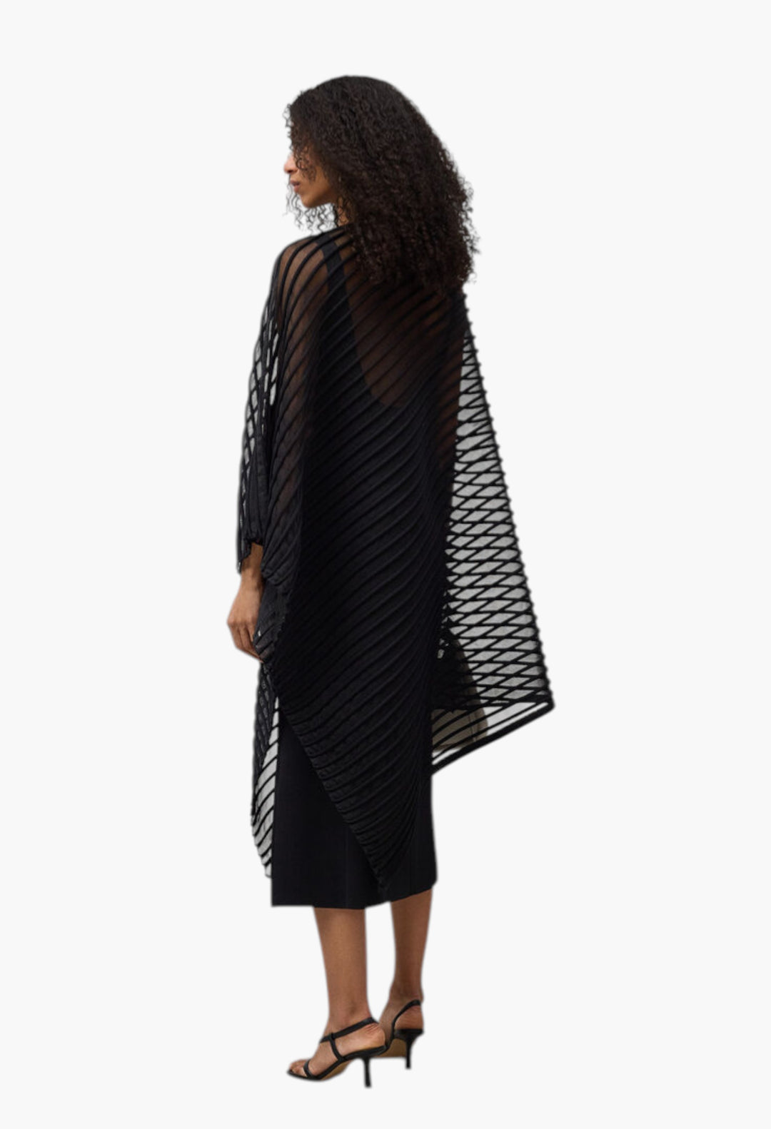 Black - Asymmetrical Semi-Transparent Cape Woman - GLAM MODA